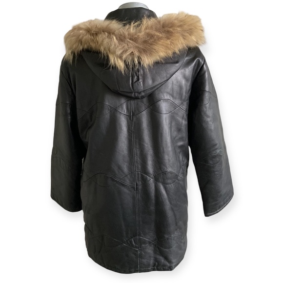 Vintage Vera Pelle Italian Real Genuine Leather Warm Jacket size M - Picture 2 of 15